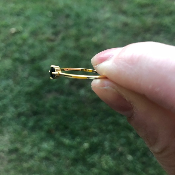 Yellow Gold Black Onyx Square Solitaire Ring - Picture 3 of 4